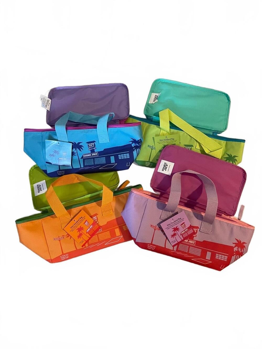 Trader Joe’s Colorful Mini Tote Bag With Matching Zip Pouch Green and Turquoise